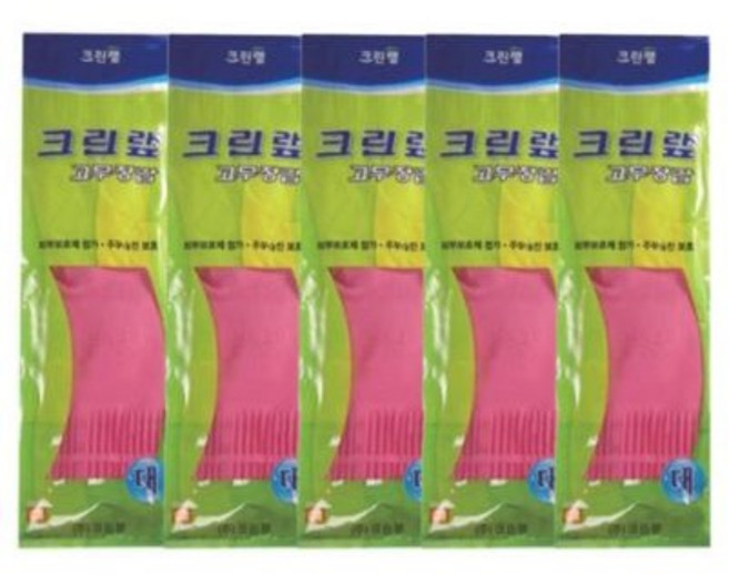 크린랲 정품 증정 크린랩 주방용 정품 설거지용 크린 고무장갑 대 L (핑크), 핑크, 대(L), 5개