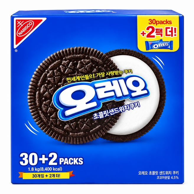 SOSOBRICK 오레오 초콜릿 샌드위치쿠키 50g x32개 대용량 사무실 간식, 1.6kg, 1개