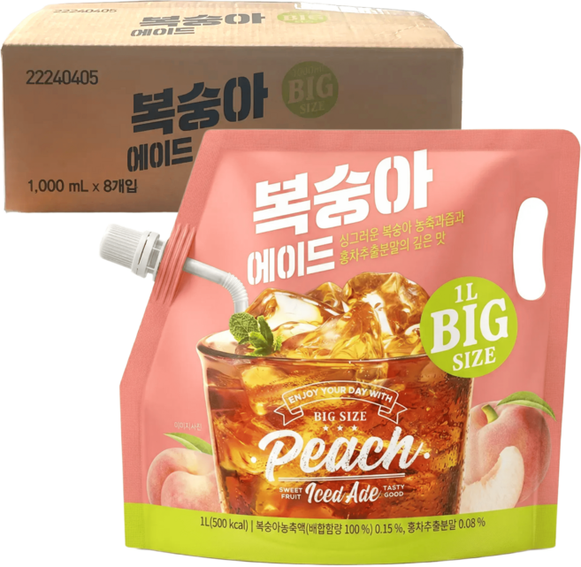 쟈뎅 복숭아 에이드 2026.07.16일까지, 8개, 1L
