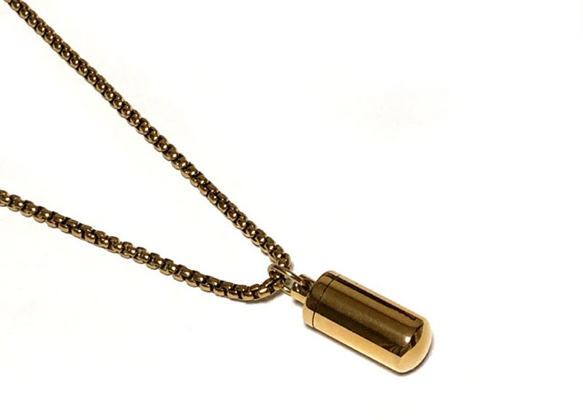 골드 생존 캡슐 보관함 방진 방수 목걸이, 1개