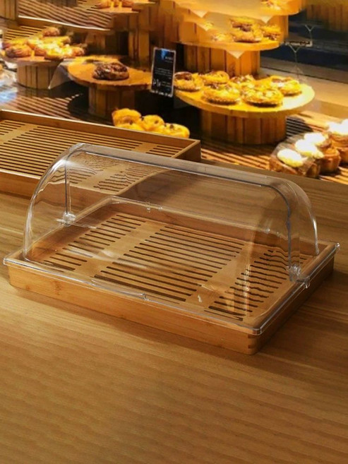 베이커리 빵 진열 나무 접시 트레이 아크릴 뚜껑 커버, 1개
