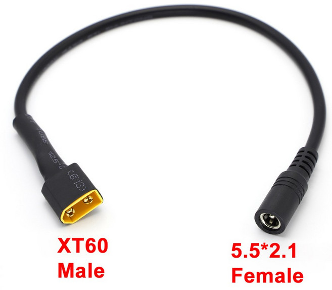 1PCS XT60 남성 여성 커넥터 전원 자동차 30CM 5521 18AWG 충전 케이블 어댑터 배터리, 60Male 5521 Female, 1개