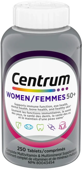 센트룸 캐나다 50세 이상 여성 종합 비타민 미네랄 8개월분, 1개, 250정 - 쿠팡