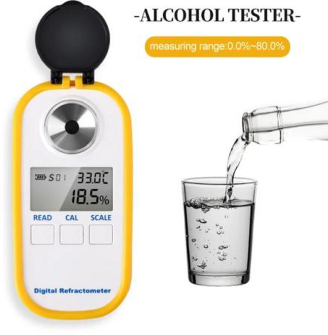 당도측정계 브릭스검출기 굴절계 LCD 디지털 알코올 계량기 화이트 와인 감지기 ATC 테스터 0-80, 080 Alcohol, 1개