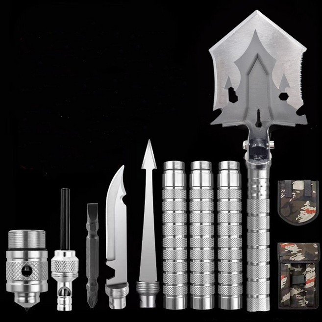 이한선생활과학 접이식 유티리티 야전삽 세트, 1세트, 실버