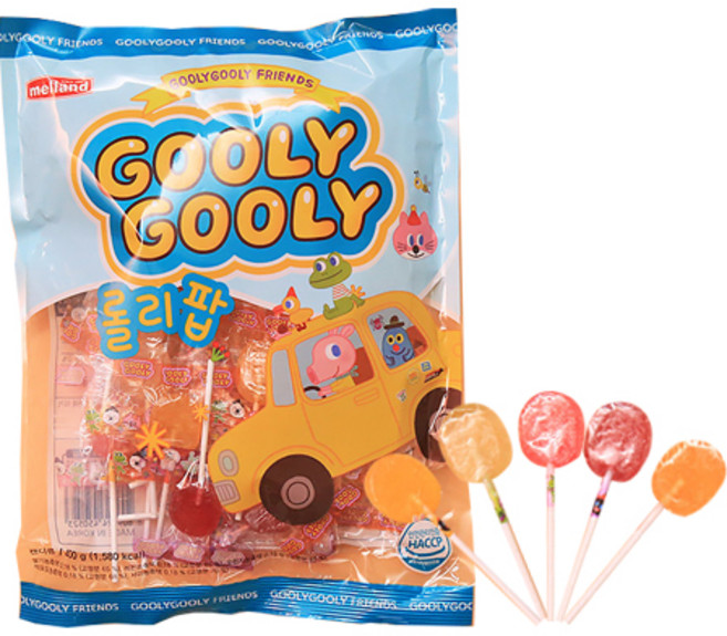 멜랜드 굴리굴리 롤리팝 과일맛 스틱캔디 납작모양 40p, 400g, 1개