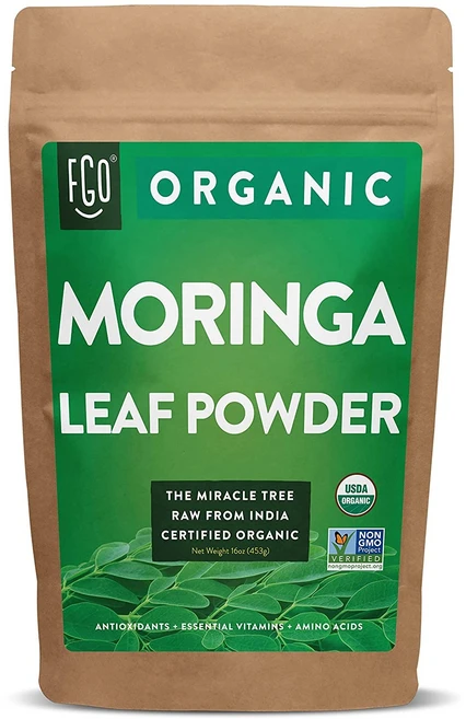 FGO Organic Moringa Oleifera Leaf Powder 오가닉 모링가 잎 파우더 100% Raw from India, 453g, 1개 - 쿠팡
