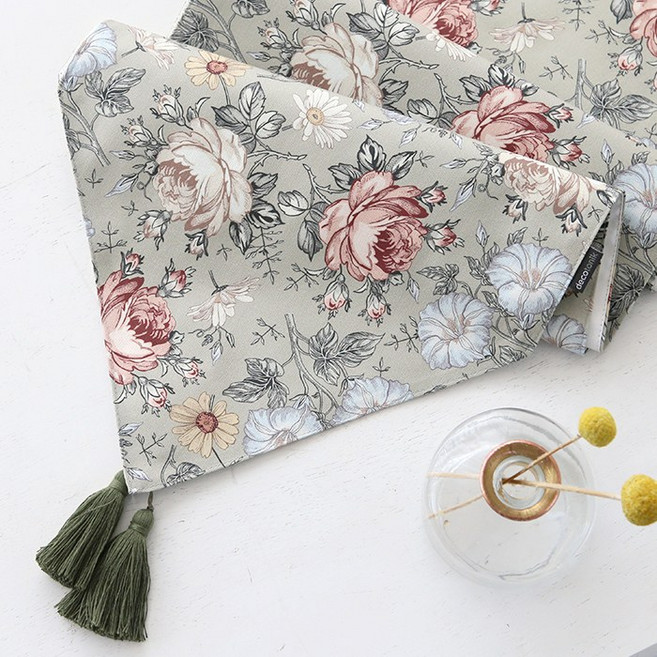 데코토닉 빈티지플라워 러너(컬러3종), 6인용, 베이지