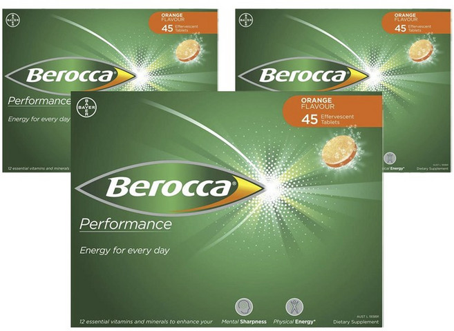 Berocca 拜維佳 維他命B群發泡錠 柳橙口味 3條入, 3盒, 45錠