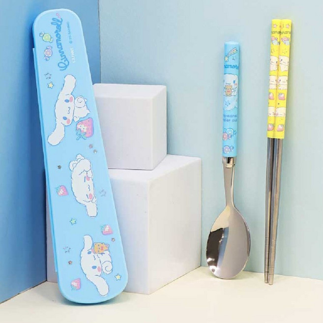 홈앤키즈 산리오 시나모롤 진공 스텐 쥬니어 수저케이스세트 초등학생 수저세트 젓가락세트 어린이 유치원 휴대용 단첸선물, 시나모롤 진공스텐쥬니어수저케이스세트, 수저젓가락케이스, 1개