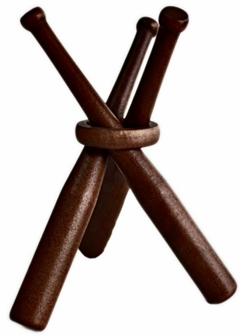 미니 나무 야구방망이 세트 고체 목재 막대 + 목재 링 장난감 인테리어 소품 아마존, 1세트, 호두나무