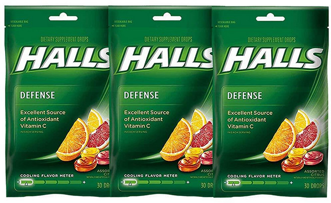 Halls Defense 비타민 C 드롭 다양한 시트러스 - 팩