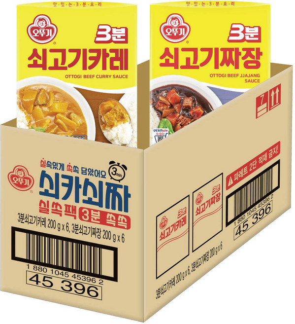 오뚜기3분 실쏙팩 쇠카쇠짜6p 쇠고기카레6p 2.4kg 1세트(12개), 12개