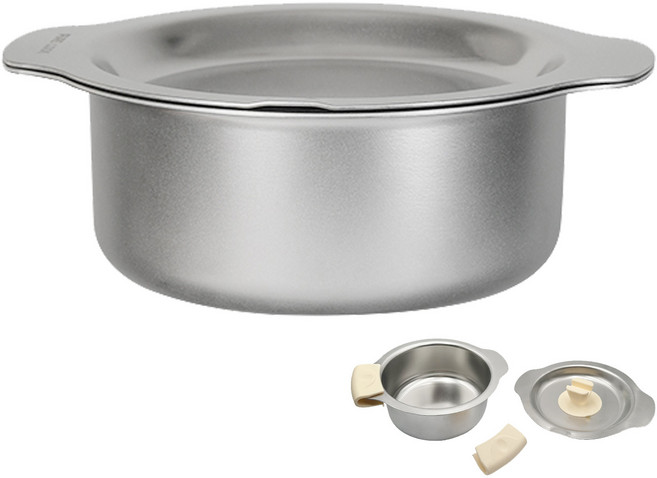 Majesun 304 무연마제 통3중 스테인리스 냄비 세트 인덕션 가스겸용 고내구성 캠핑용 다용도 국물냄비 프라이팬 뚜껑 포함, 1개, 16cm