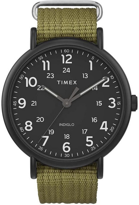 Timex 남성용 위켄더 XL 43mm 시계 올리브/블랙._163659