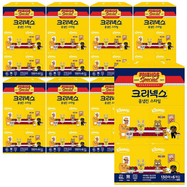 크리넥스 카카오 미니 홈냅킨 스타일 130매 6입 x8개