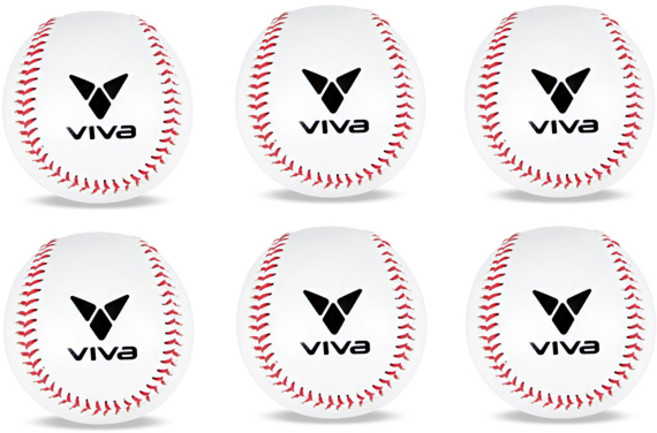 비바스포츠 안전야구공 VBB-01S 9인치 시합구와 유사한 규격 최적의 연습구/사인구/훈련구, 6개, 비바 연식야구공 VBB-01S