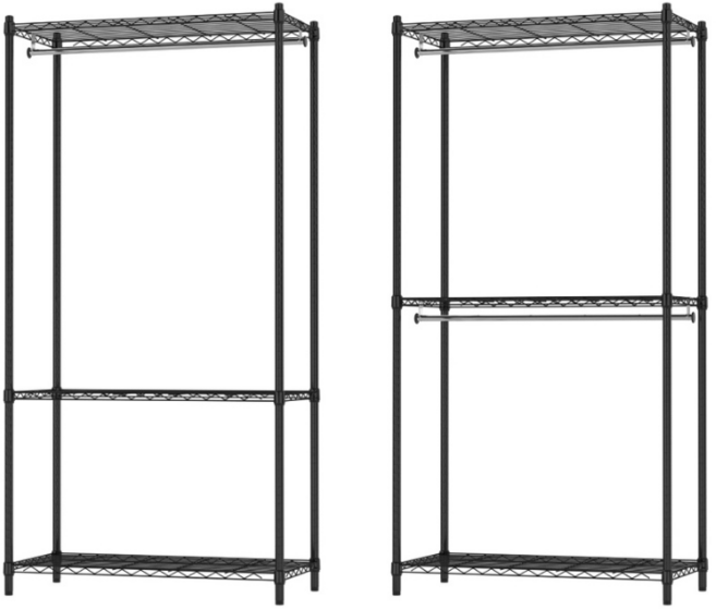 KIWISH奇意 吊衣架(附吊衣桿) 收納衣櫃 鐵架, 不搭配防塵衣櫥布套, 3層
