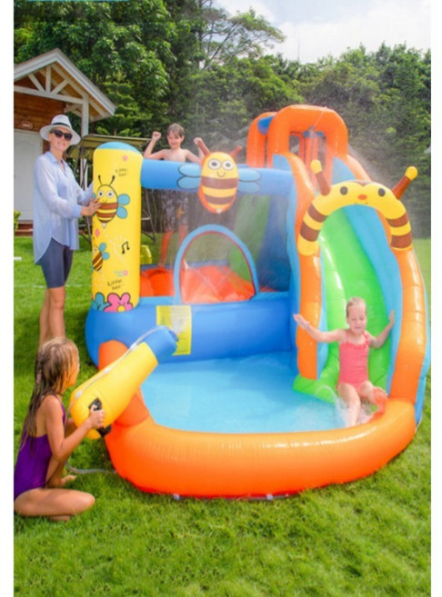 물놀이 에어바운스 워터슬라이드 야외 가정용 수영장 미끄럼틀 풀장 홈파티 대형, 1개, 63103 유니콘 (풍기 포함)