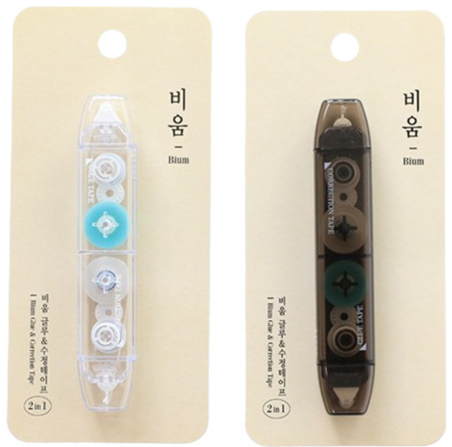 모닝글로리 / 비움 글루&수정테이프 2in1 / 수정펜 화이트 수정테이프 모닝글로리수정테이프 비움수정테이프 글루테이프 풀테이프 접착테이프, 1개, 색상랜덤