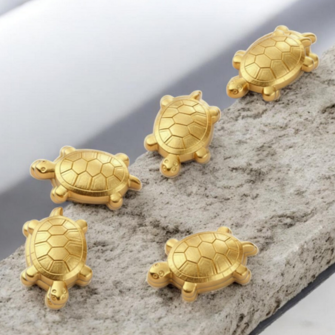 미니어처 행운 거북이 장식 부적 인테리어 소품 선물용, 초미니 행운거북이 50개, 골드