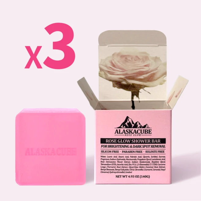 알래스카큐브 로즈글로우 퍼퓸 샤워바, 3개입, 140g - 쿠팡