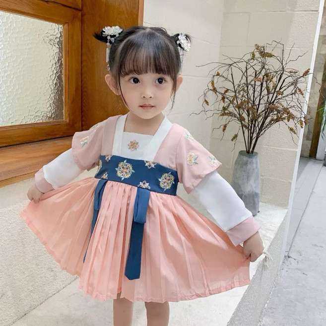 女童漢服改良旗袍連衣裙 兒童旗袍 唐裝 女寶寶連衣裙 兒童禮服 寶寶周歲禮服 漢服