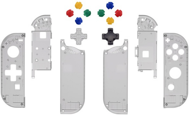 닌텐도 스위치 라이트 하우징 EXtremeRate스위치 게임 패드 교체 케이스 NS 조이콘 컨트롤러 OLED 조이콘용 투명 쉘 커버, 1개, 1) Clear Black