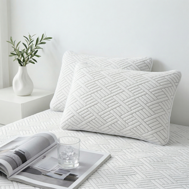 Fahomiss 쿨링 냉감패드 여름 침대 쿨잠 냉감매트 밴드형 쿨매트 냉감 베개커버, 화이트