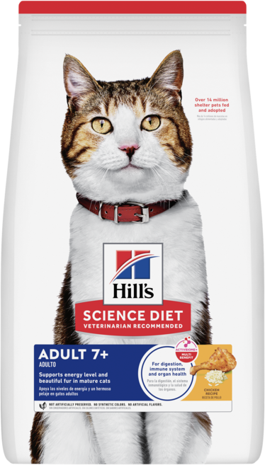 Hill's 希爾思 SCIENCE DIET 成貓7歲以上配方飼料 支持熟齡貓活力與毛髮健康, 10kg, 1包, CHICKEN & RICE