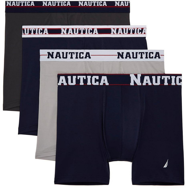 Nautica 남성용 마이크로 스트레치 복서 브리프 4팩 피코트 모듬 Wb 4개 라지