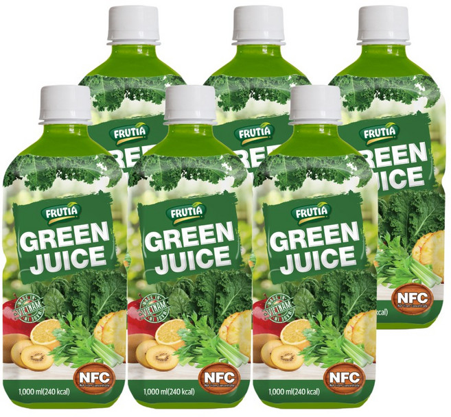 프루티아 NFC 케일 샐러리 사과 착즙 클렌즈 그린 주스, 6개, 1L