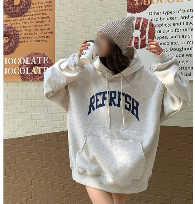 여성 기모 오버핏 후드티 겨울 데일리 캐주얼 상의