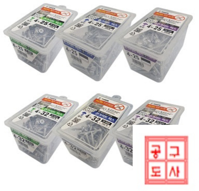 공구왕황부장 야하타 논플러그 피스 콘크리트나사 택1 논프라비스 스크류 나사못 직결피스 타일 대리석 접시헤드 냄비헤드 와셔헤드, F-438(150개), 1개