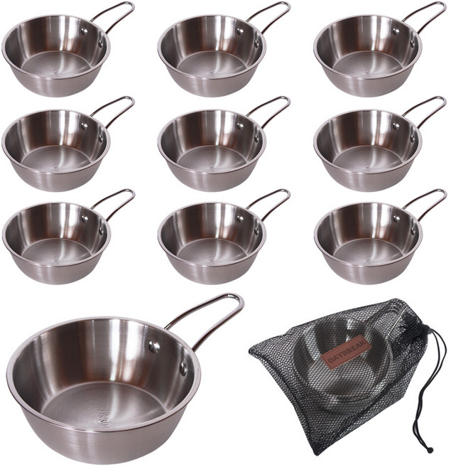 데이브렉 스테인리스 손잡이 캠핑 앞접시 라면그릇, 1개, 10세트