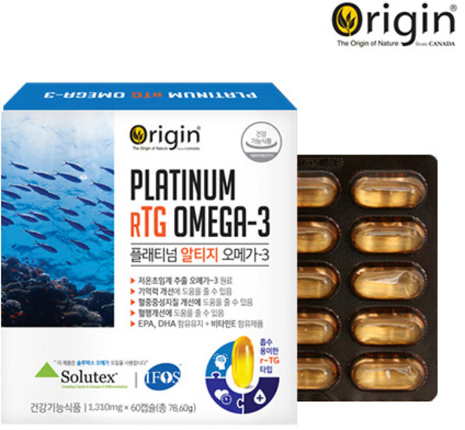 P0000CRA 3719 오리진 플래티넘 알티지 오메가-3 (1 310mg*60캡슐), 60회분, 1개