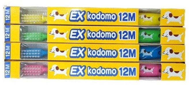 코도모 치과 어린이 칫솔 12M, 혼합색상, 4개입, 1세트