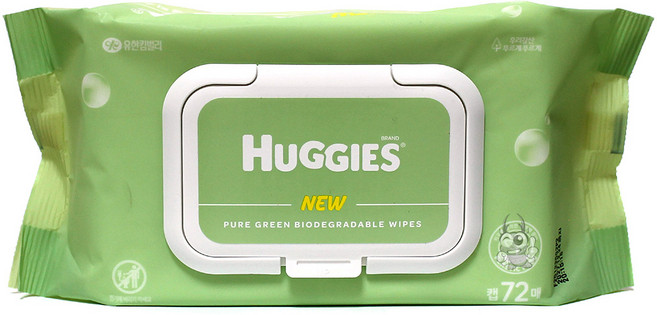 하기스 퓨어그린 아기물티슈 캡형, 55g, 72매, 1개