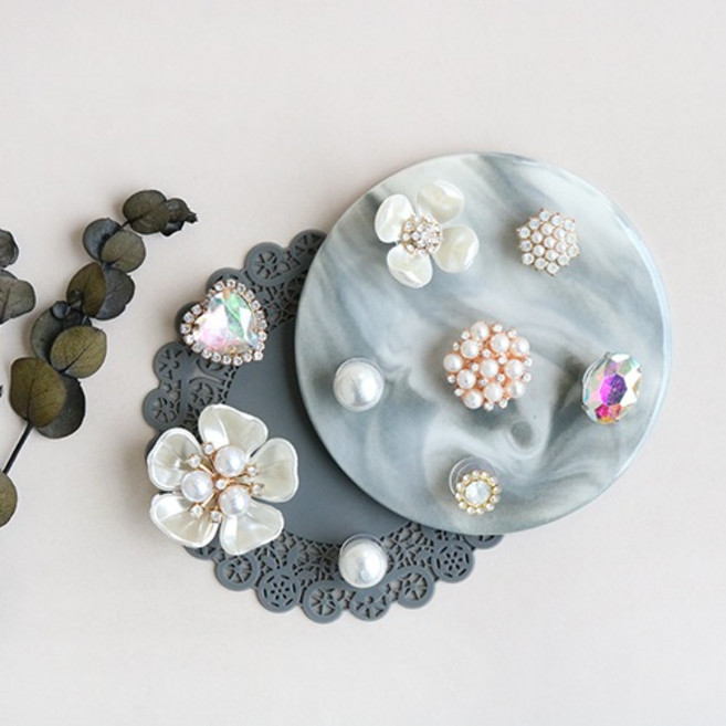 블링 큐빅 플라워 파츠 세트 9p