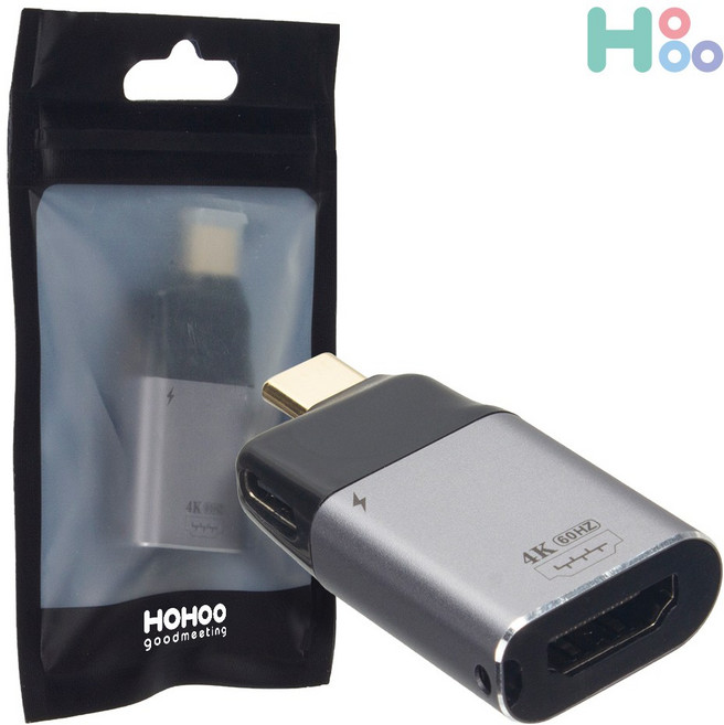 C2HP USB C타입 HDMI 듀얼 젠더 동시 충전 변환 컨버터 CtoHDMI, 1개
