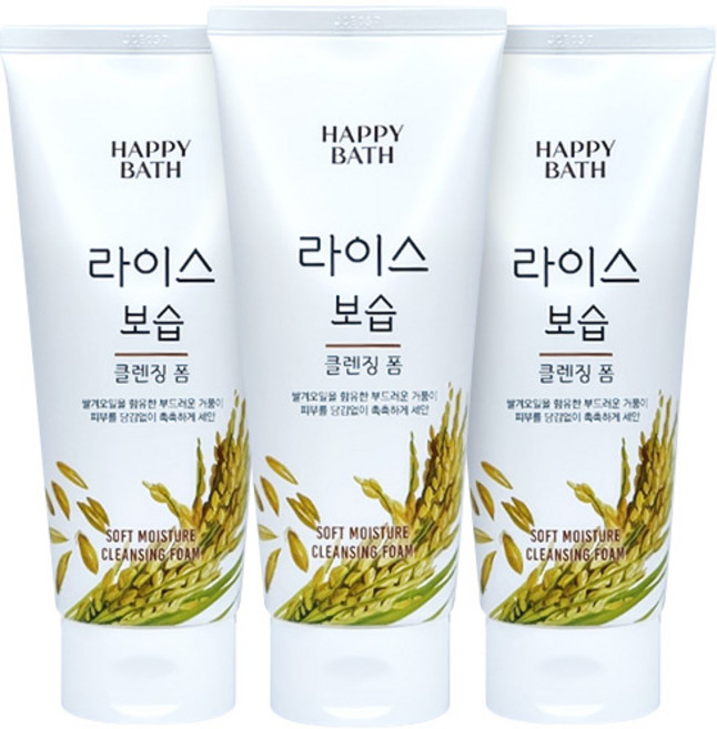 해피바스 라이스 보습 클렌징폼 200ml, 200g, 3개