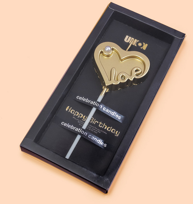 기념일 프로포즈 파티 용품 금색 펄 하트 케익초, 10개, 골드