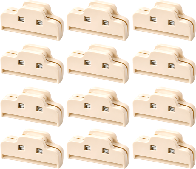 리빙에이드 깔끔한 주방 봉지집게 밀봉집게, 12개, 버터컬러