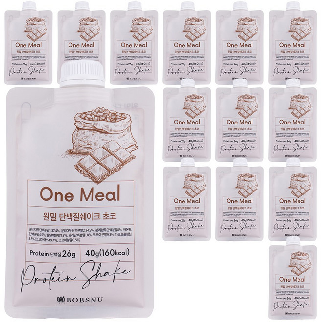 서울대 밥스누 완벽한 한끼 원밀 식사대용 프로틴 단백질 쉐이크 (초코맛), 40g, 14개