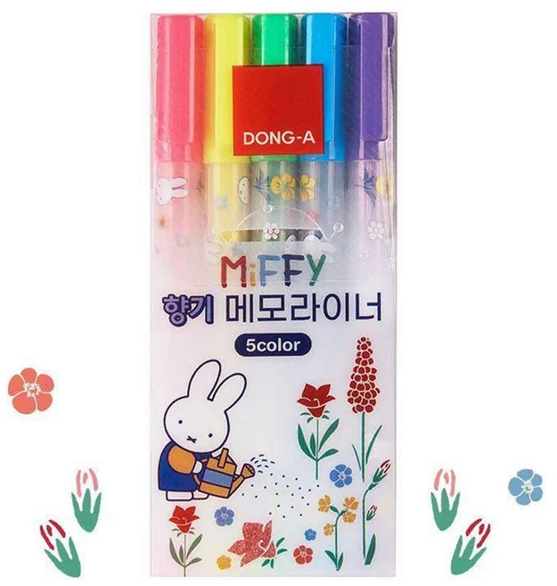 미피 향기나는 형광펜 메모라이너 5색 - 쿠팡