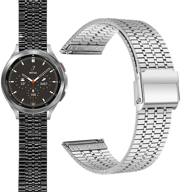 갤럭시워치4클래식46mm 호환줄 메탈 메쉬 스트랩 더블폴딩버클 밴드, ME28SV20 실버