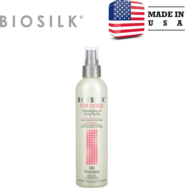 Biosilk Silk Therapy 반려견용 엉킴 방지 및 윤기 스프레이 237ml (8fl oz), 1개 - 쿠팡