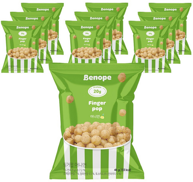 베노프 핑거팝 고단백스낵 어니언 10개묶음, 48g, 10개
