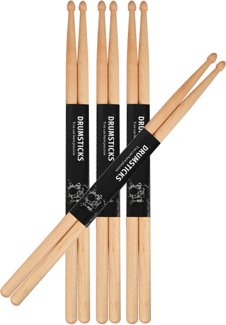 루폭트 가벼운 연습용 메이플 드럼스틱, 4세트, 원목