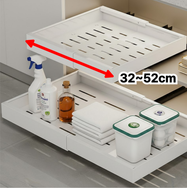 와와랩 슬라이드 하부장 싱크대레일 수납장, 1개, 화이트